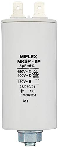 Miflex Condensateur de démarrage Condensateur Moteur 8 µF 450 V 35 x 65 mm connecteur M8 8 µF