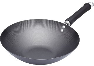 KitchenCraft World of Flavours Non Stick Induction Wok, Carbon Steel, Large, Dishwasher Safe, 3 cm, Black