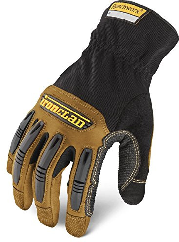 Ironclad Ranchworx Work Gloves RWG2, Premier Leather Work Glove, Performance Fit, Durable, Machine Washable, (1 Pair), RWG2-03-M,Brown/Black