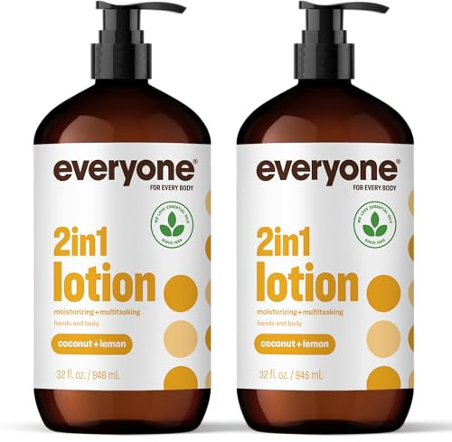 Everyone Nourishing Hand and Body Lotion, 32 Ounce (Pack of 2), Coconut and Lemon, Plant-Based Lotion with Pure Essential Oils, Coconut Oil, Aloe Vera and Vitamin E