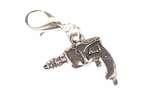 Miniblings Borrmaskin, sladdlös skruvdragare, borrberlock – handgjorda modesmycken I silverpläterad kedjehängsmycke – berlock berlock armband – hänge för armband, 16mm, Metall Bomull, Ingen ädelsten