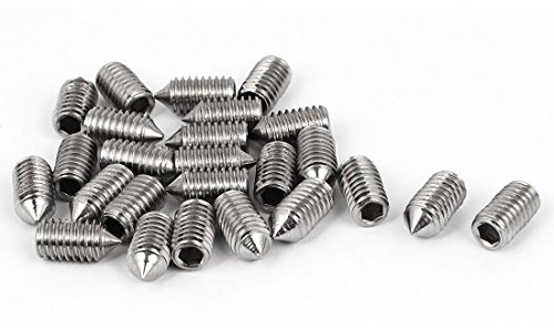 sourcing map Vis Pointeau Conique pour Poignée de Porte Vis Sans Tête Hexagonale M6 x 12mm acier inox 304 réglage 25pcs