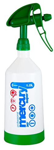 Kwazar Mercury Super Pro+ Botella pulverizadora con sistema 360º y cabezal pulverizador de doble acción verde, 1 L
