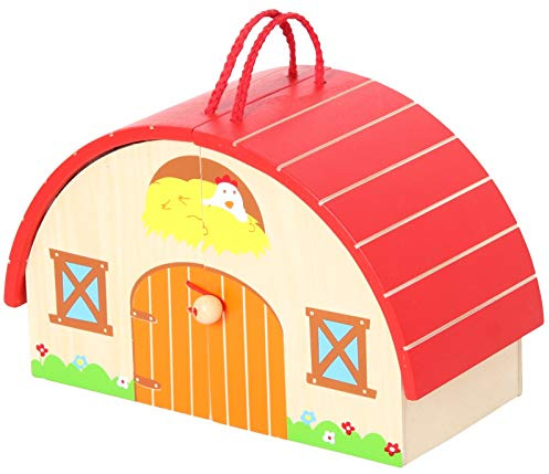 small foot Spielwelt Bauernhof aus Holz, tragbarer Holzbauernhof mit Zubehör, für Kinder ab 3 Jahren, 10124