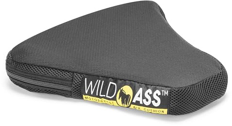 Wild Ass Motorcycle Air Gel-Sport Seat Cushion - Ergonomic Universal Fitting Air Adjusting Pad with Straps - Ultimate Rider Comfort & Relief, Cool Flow Motorcycle Accessories for Long Rides - Black