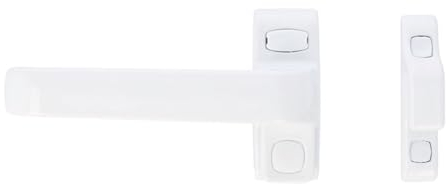 Amig - Maniglia di bloccaggio per porte e finestre mod. GAMMA | 122 x 70 mm | Rosetta | Sinistra | Porte interne e finestre | Senza Quadriletto | Alluminio Bianco