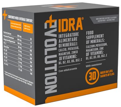 IDRA EVOLUTION integratore di sali minerali, con magnesio e potassio, 30 buste, gusto arancia
