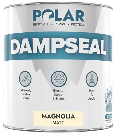 Polar Damp Seal Stain Blocker Paint, 1L, Magnolia, Matt Finish | Pliolite Damp Seal and Stain Blocker, Primer and Topcoat, Mould Resistant, Quick Drying, Up to 8 Sq M per Litre