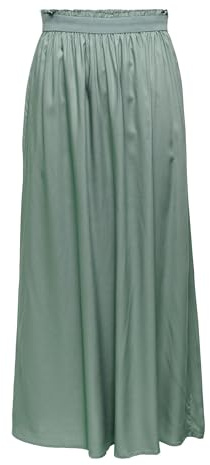 ONLY Damen Maxi Falten Rock | Einfarbiger Plissee Skirt mit Gummizug | Wadenlanges Basic ONLVENEDIG, Farben:Grün, Größe:L