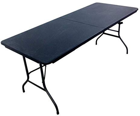 EG Heavy Duty 6 Foot Folding Plastic Trestle Table, Black, 181 x 76 x 74 cm