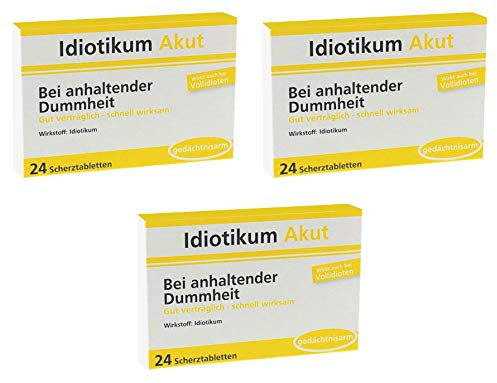 Scherztabletten Schokolinsen, 3er Set, Idiotikum Akut
