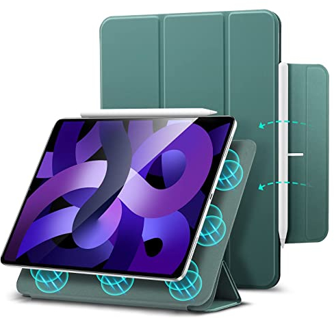 ESR for iPad Air 11 Inch Case M3/M2 (2025/2024), iPad Air 5th/4th Gen Case (2022/2020), Powerful Magnetic Attachment, Slim Trifold Stand, Supports Pencil Pro&Pencil(USB-C), Durable Protection, Green