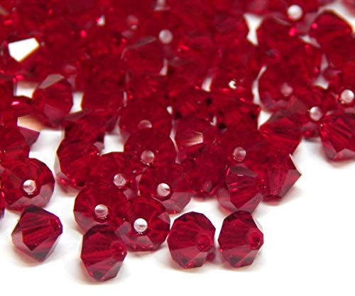 Perlin Preciosa Böhmische Kristallperlen 4mm Doppelkegel Tschechische Perlen Glasschliffperlen Glasperlen, Bicone Beads (Ruby)