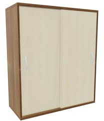 Schiebetürenschrank mit Mittelseite, 4 Dekor-Einlegeböden, abschließbar, 1000x425x1152, Ahorn/Nussbaum