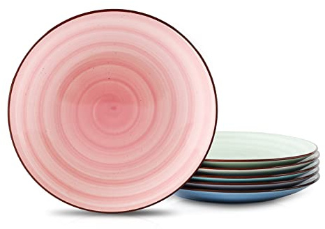 Selamica groß Teller Set 6 Personen, 20,3 cm Speiseteller, Dessertteller, Geschirr Set für Kuchen, Pfannkuchen, Steak