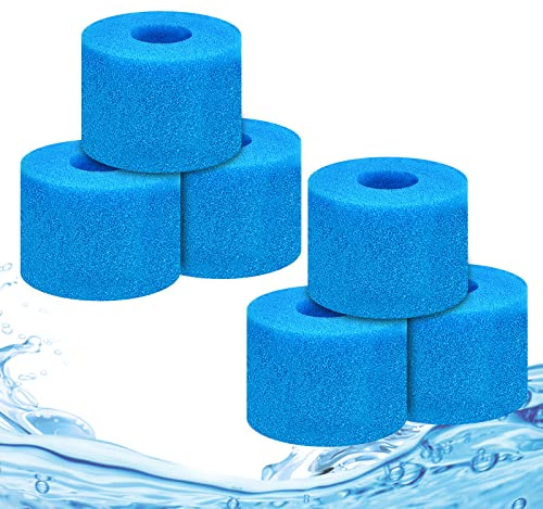 KATELUO 6 Stück Filterschwamm Typ S1 Schaumstoff-Poolfilter, Schwimmbad Filter Schwamm, Typ S1 Filterschwamm Kartuschen Hochelastisch und Wiederverwendbare Schaum Pool Filter für Poolreinigung