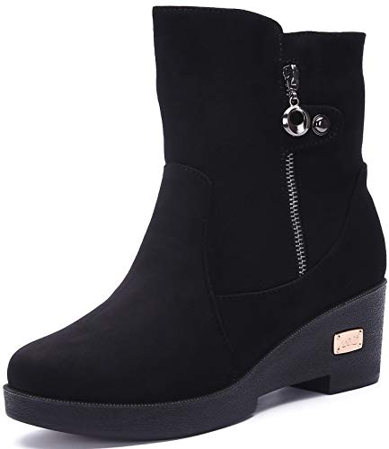 Stiefeletten Damen Stiefel Gefütterte Stiefelette Schneestiefel Warmer Winter Bequem Rutschfest Stiefel Schuhe Schwarz EU38=CN39 (245)