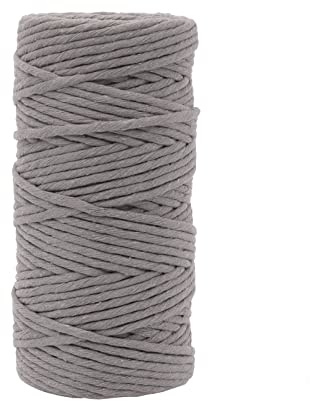 Vaessen Creative Makramee Garn Dunkelgrau, 3mm x 100 m, 100% Baumwolle, in Verschiedenen Farben Verfügbar, DIY, Basteln von Dekoration Wie Blumenampel, Wandbehang, Windlicht, Traumfänger