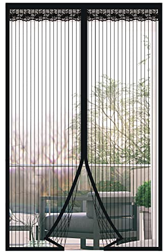 DIKER Fliegengitter Magnet Tür, 110x200cm Fliegenvorhang Magnet Balkontür Ohne Bohren, Insektenschutz Vorhang, Moskitonetz türe, fliegentüren für Wohnzimmer Terrassentür (Schwarz)