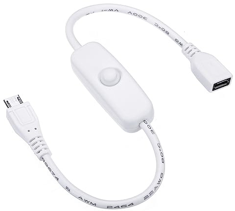 PATIKIL Micro-USB Verlängerungskabel mit EIN/AUS Schalter Buchsen an Stecker Verlängerung Schnüre Leistung Adapter Unterstützung Regler für Lüfter LED Streifen Weiß