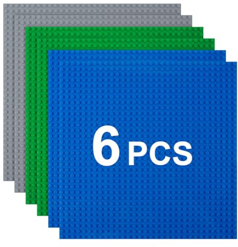 HOTUT Classic Base Verde, Set di 6 Pannelli da Costruzione 25 x 25 cm, Tavola per Costruzioni Quadrata con 32x32 Bottoncini, Piastre di Base per Bambini Compatibili con la Maggior Parte Delle Marche
