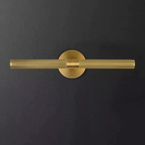 Knurldon Dimmable Picture Light 19 Knurled Brass Bathroom Wall Sconces, Rotatable 360° Vanity Lights Fixture Over Mirror, Wall Art Gold Sconces Wall Lighting, Indoor Wall Sconce, Wall Sconce Light
