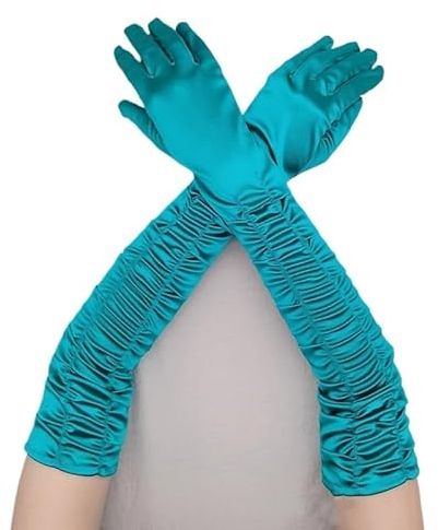 DUNSBY Abendhandschuhe 48CM Damen Satin Lange Handschuhe Braut Hochzeit Kleid Zubehör Halloween Tanz Performance Fäustlinge Abendessen Abschlussball Handschuhe (Color : Green, Size : 48CM)