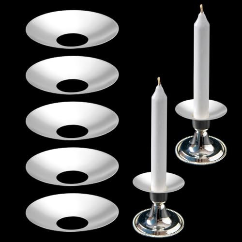 12 Pieces Metal Silver Candle Bobeches Round Candle Drip Guards Taper Candle Wax Drip Catcher Reusable Drip Protectors Candlestick Ring Holder for Wedding Holiday Party Church Home
