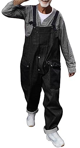 Latzhose Herren Jeans 90Er Oversize - Latzjeans Herren Vintage Jeansoveralls Für Männer Lang Jeanshose Mit Hosenträgerhose Denim-Overalls Hip Hop Streetwear Denim-Arbeitslatzhose Sommer Arbeitshosen