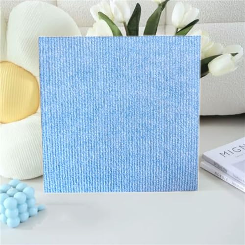 Hiseng Teppichfliesen Selbstklebend 30x30cm, Teppichfliesen Selbstliegend Rutschfeste Strapazierfähig Teppich Bodenbelag für Wohnzimmer Büro Schlafzimmer (20 Stück,Blau)