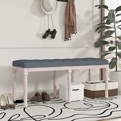 Homgoday Sitzbank Holzbank Schuhbank Schlafzimmerbank Polsterbank Sofabank Fußhocker Schuhbank Dunkelgrau 110x40x49 cm Samt