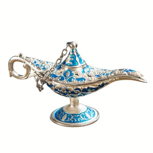 JinChengnan Aladin-Lampe, seltene magische Genie-Lampe, Vintage-Wunschlicht, Heim-Desktop-Dekoration, Sammlerstück, Handwerk, Geburtstag, Weihnachten, Geschenke (blau), ALDSD02