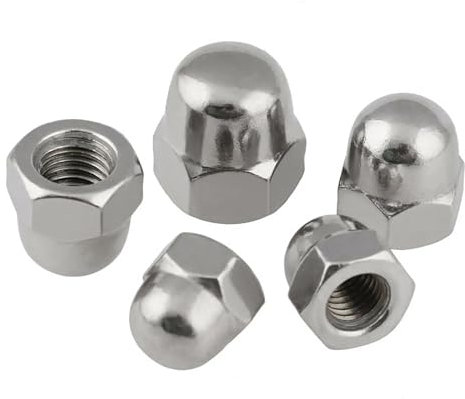 M10 * 1,25/M12 * 1,25 mm Sechskant-Hutmutter mit Feingewinde 304 Edelstahl DIN1587 Sechskant Dekorative Halbkreis-Abdeckmutter Hutmutter(M10x1.25mm(2pcs))