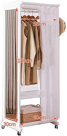 Generisch Clothes Rack Kleidergarderobe bodenmontierter Kleiderständer mit Spiegel Kleiderständer mit Riemenscheibe Ganzkörperspiegel Staubvorhang Kleiderbügel aus Holz im europäischen Stil SCHL