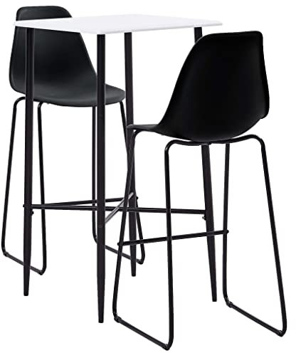 Homgoday Gartenmöbel, Bar-Set 3-teilig, aus schwarzem Kunststoff, Gartenmöbel, Tisch und Stühle für den Außenbereich, Gartenmöbel-Set, Modell 3051301