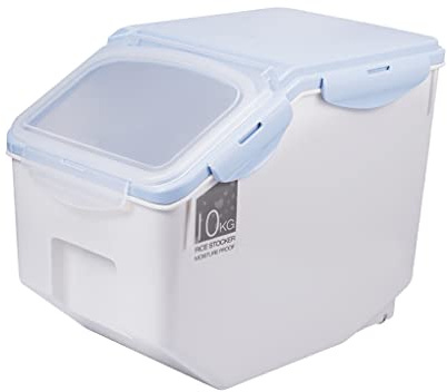 siduytin Conteneur de Stockage d'aliments pour Animaux de Compagnie Remplacement étanche à l'humidité Base de Rouleau Anti-Mites Couvercle Transparent scellé Boîtier de Couleur Unie, Bleu, 10 kg