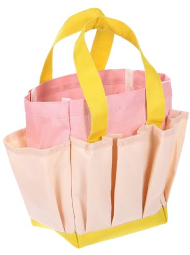 QUARKZMAN Sac à Outils de Jardin 11,61 x 3,94 x 11,81 Grand Sac en Oxford avec Poches Sac Fourre-Tout de Jardinage Organisateur d'Outils de Jardinage de Plantes Sac, Rose Clair