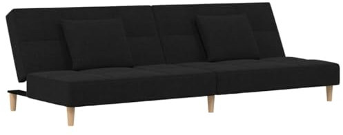 HETFTJN Küchensofa Sofas & Couches Sofas Wohnzimmer Couch - Schlafsofa 2-Sitzer mit 2 Kissen Schwarz Stoff für Schlafzimmer Hotelzimmer Büro Relaxationsraum