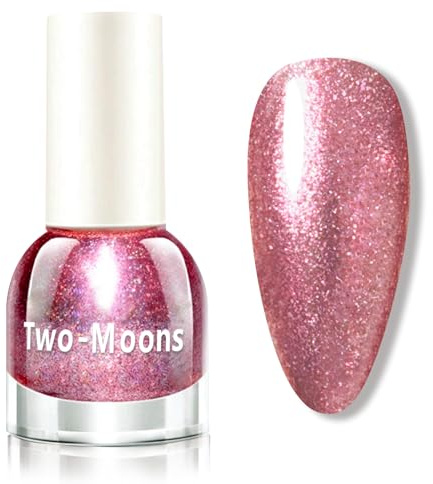 Pink Nail Polish - Glitter Nail Varnish Pearlescent - Rose Pink nail Polish Quick Dry - No Bake Shimmer Nail polish -Water Base Breathable nail Polish Long Lasting No Chip Nail Art