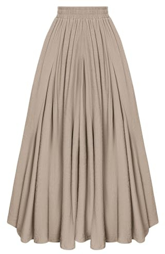 SCARLET DARKNESS Gonna Lunga Donna Elegante Invernale a Vita Alta con Elastico, Stile Medievale Cachi L