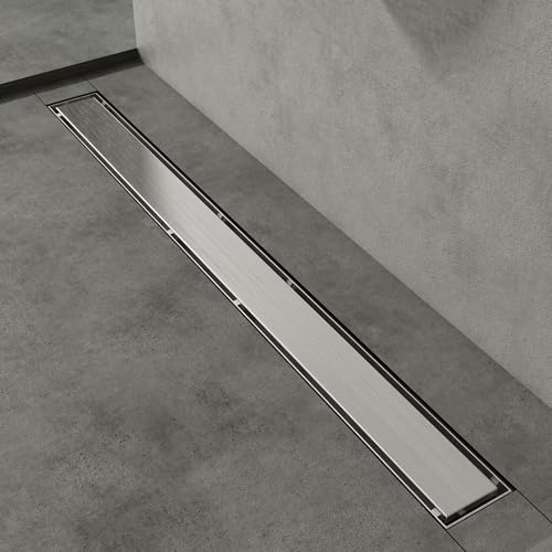 Mai & Mai Duschrinne 100cm Bodenablauf Ablaufrinne Dusche aus Edelstahl | Komplettset Ablaufrinne für Badezimmer, Befliesbar Wasserabfluss 35L/min, Haarsieb Chrom KE110