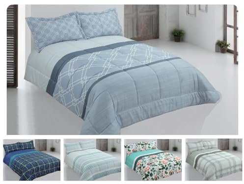 DONATELLA EDREDON Estampado Reversible Milan - 150 cm., Milan-Azul