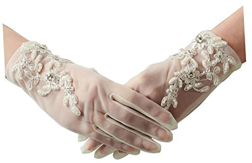 VALICLUD Blumenmuster Brauthandschuhe Aus Glänzendem Stoff Elegante Hochzeits Und Abendhandschuhe Für Damen Und ädchen Stilvoll Und Modisch Ideal Für Besondere Anlässe