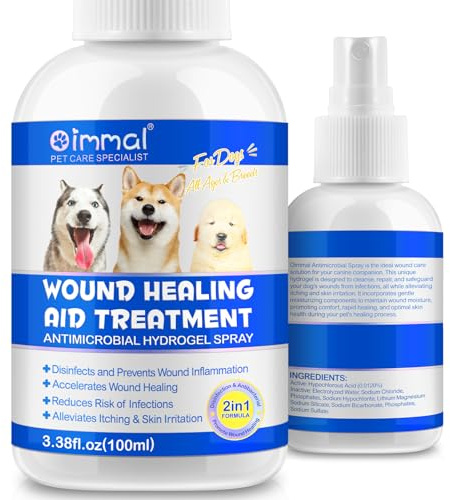 Hund sårläkningssprej, sårläkning och hudvård, antimikrobiell sprej, minskar klåda och hudirritation, alla åldrar och raser 100 ml (hund)