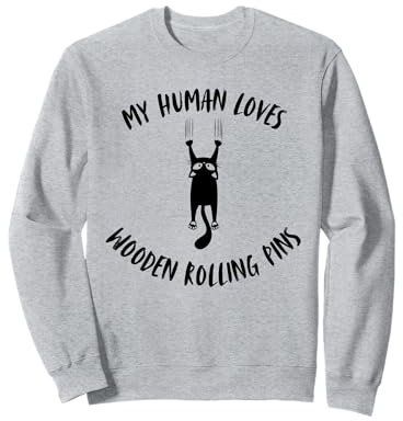 My Human Loves Rouleau à pâtisserie en bois Motif chat Sweatshirt