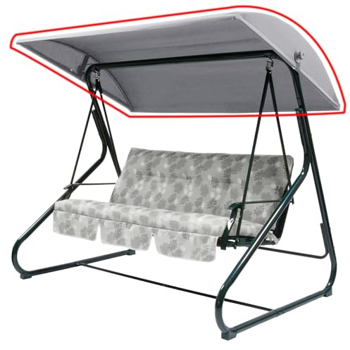 WingFly Replacement B&Q Colorado 3 Seater Garden Swing Hammock Canopy Top Cover Only 194 * 124cm, For Swing Garden Hammock (Grey)