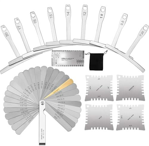 yupeuooe Juego de medidores de radio de guitarra, herramienta de medición de guitarra, medidores de cuerda de radio y diapasón, herramientas Luthier para reparar música de bajo