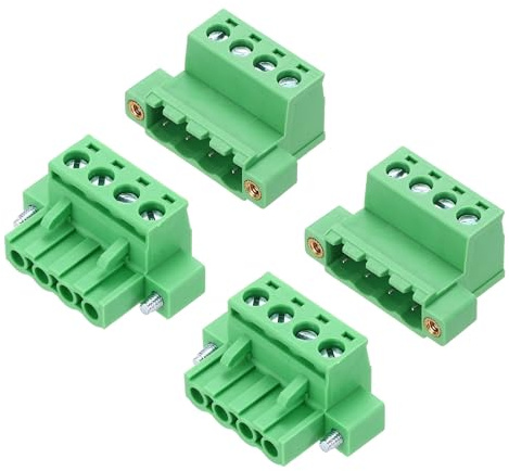 sourcing map 2 set di morsettiere per PCB, 300 V, 10 A, maschio e femmina, 4 pin, distanza 5,08 mm, morsettiera per montaggio a vite, connettori 30 x 15 x 29 mm, per progetti elettronici, verde