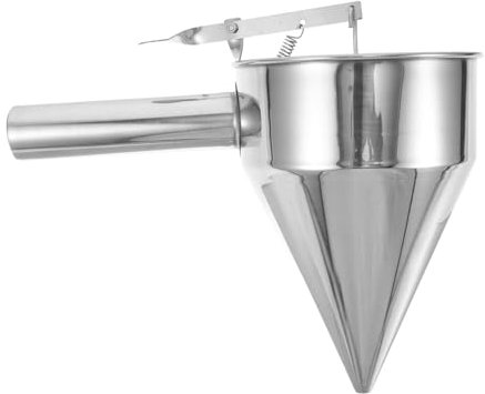 MUELODSIC Entonnoir Piston en Acier Inoxydable Argenté Filtre Amovible, Distributeur Multifonction pour Pâtisserie Cuisine, pour Crêpes et Confiseries