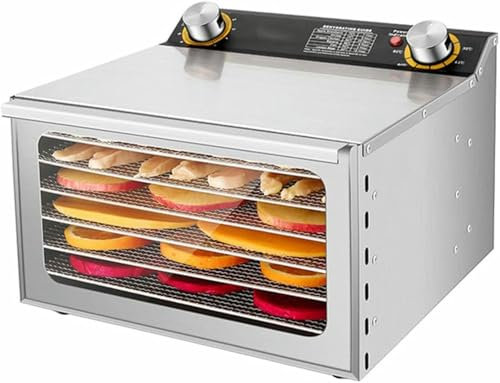 XSDAJSD Deshidratador de Alimentos de Acero Inoxidable, Temporizador de 12 Horas y termostato de 30-9 °C | Secadora Comercial con láminas de Frutas y Rollos